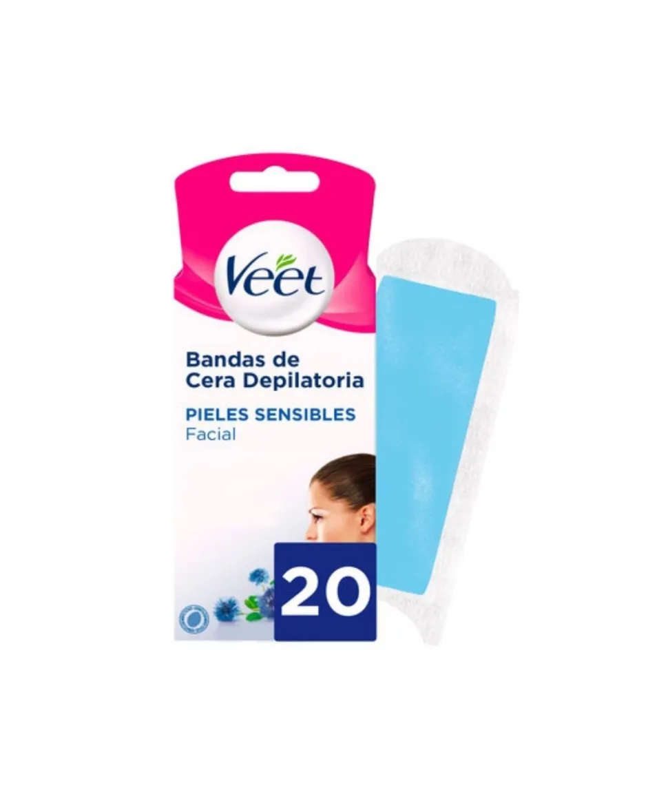 Bandas De Cera Depilatoria Fria Facial Sensible 20Uds.