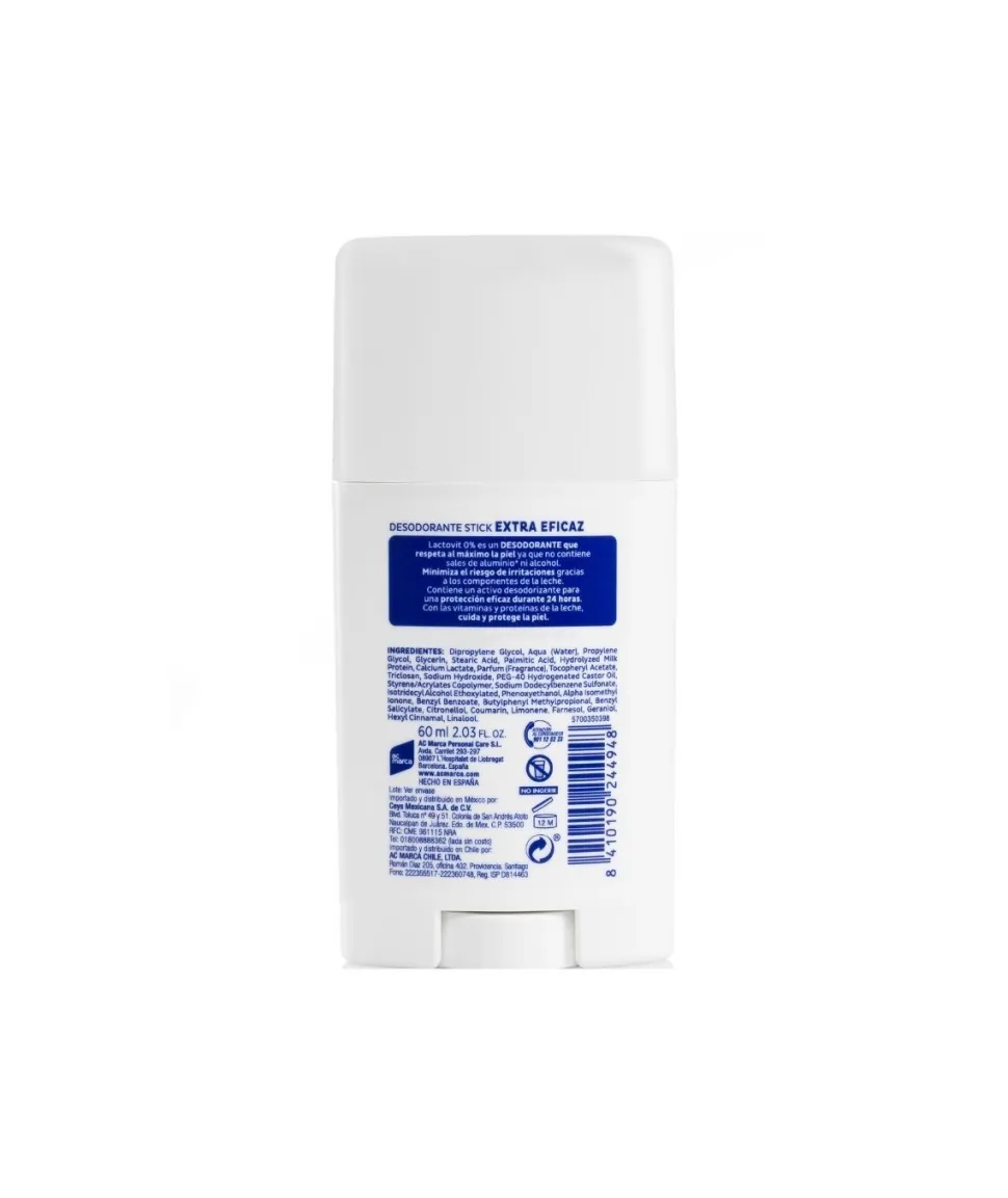 Desodorante En Stick Unisex Extraeficaz 0% 60 Ml